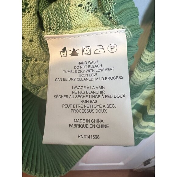 Ramy Brook Briar Cropped Sweater Size XL Green 100% Cotton Wave Knit Square Neck - Picture 8 of 9